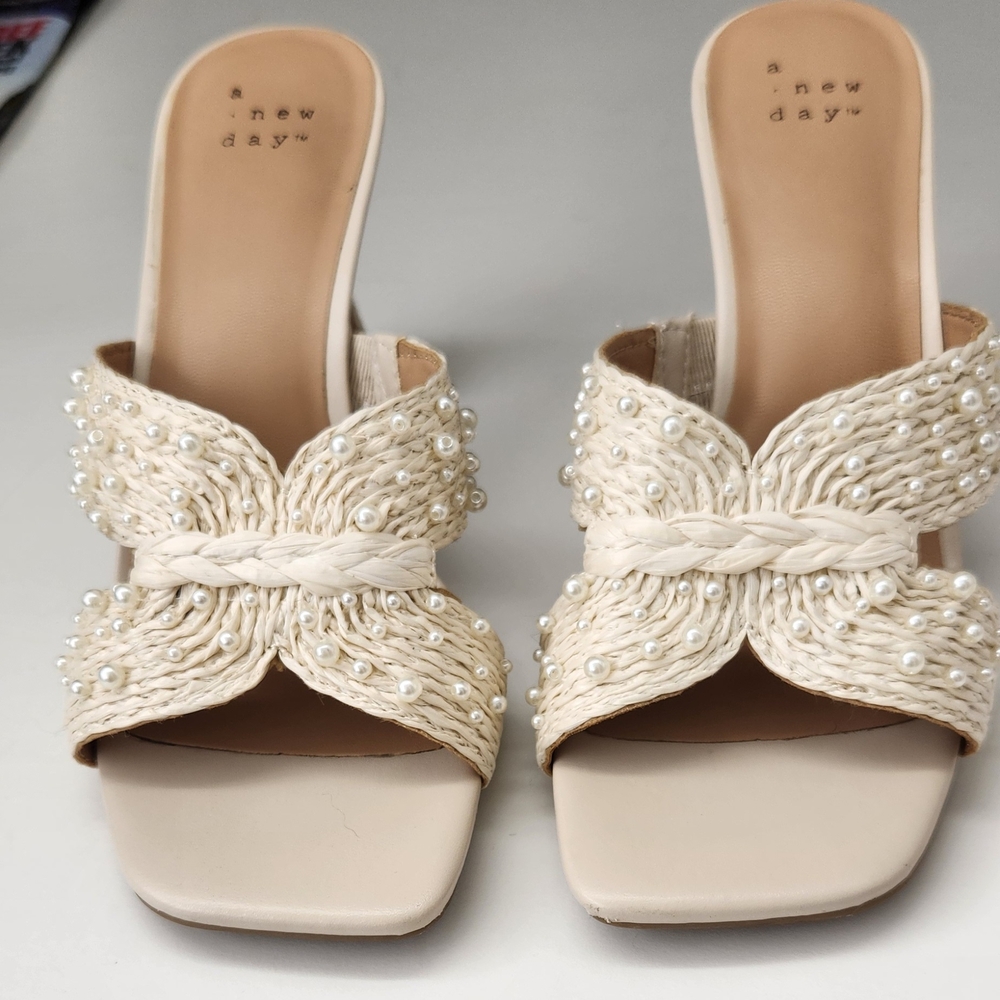 A New Day Cream Mules with Woven Design
